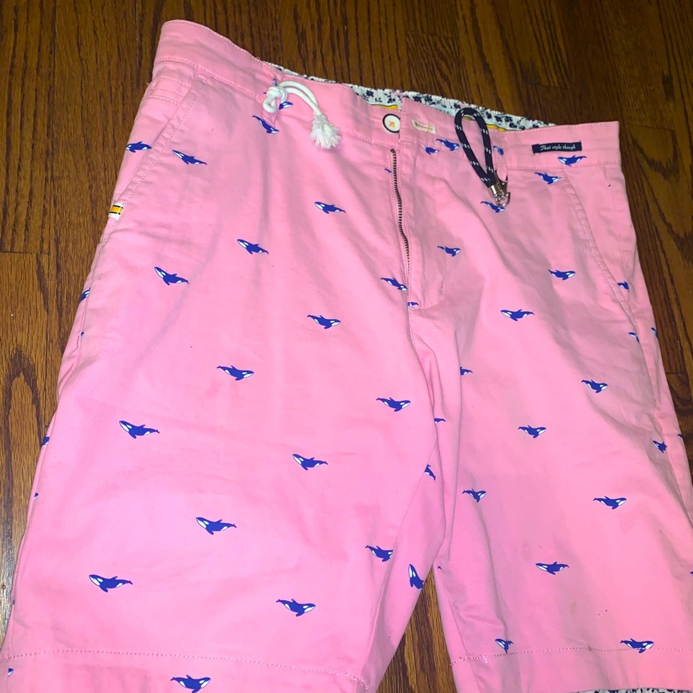 DENIM & FLOWER MEN PINK WHALE SHORTS
